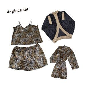 Bed of Roses Pre-Owned 4-Piece Leopard Print Pajama Set - Size 2x
